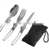 Portable Outdoor Camping Survival Set Picnic Tableware Stainless Steel Folding Fork and Spoon Tab thumbnail-4