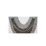 Custom Handmade Plastic and Metal Round Beaded Collar Neckline