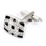 Black and Silver Grid Rhinestone Shirt Men Cufflinks Crystal thumbnail-5