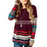 Europe and America Autumn and Winter Explosion Models Hot Long-sleeved Striped Round Neck T-shirt Sweater Large Size Women's Top thumbnail-2