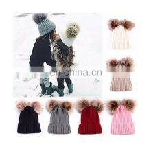 Dual Ball Knitted Baby Caps Boys Girls Toddler Crochet Beanie Hairball Ear Baby Hat Cute Children Caps