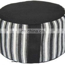 Cylindrical Zebra Striped Zafu Hand Loom Fabric Meditation Cushion Indian Supplier thumbnail-2