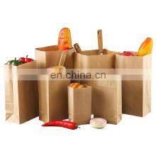 Recycled Large Heavy Duty Durable Brown Paper Bag Square Bottom Storage Bag Baked Goods Package Grease-proof Takeaway Bags