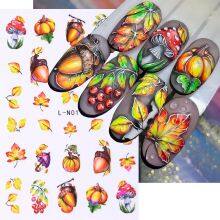 New Nail Sticker Ins Autumn and Winter Maple Leaf Ginkgo Leaf Pumpkin Mushroom Hazelnut Back Adhesive Nail Sticker thumbnail-1