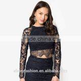 OEM Service Women Lace t Shirt With Wholesale Price China Supply Black t ShirtTS024 thumbnail-1