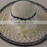 Wide Brim Lady Hats With Ribbon Decoration Lady Floopy Hats for Wedding