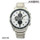 Wholesale high quality geneva quartz japan movt stainless steel watch with chronograph wrist watch
