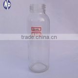 12oz round shaped transparant glass juice bottle with metal lid