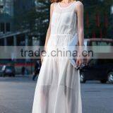 High Quality Solid Color White Chiffon Maxi Long Dress Summer thumbnail-4