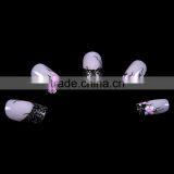 New French Glittter Style Artificial Dcorated Hand Nails Tips With Pink Flowers on