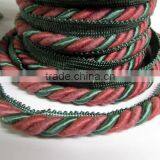 Twisted Cord Rope With Lip, Green and Melon Rose