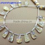 Golden Rutilated Quartz Elongated Pyramid 8*15 mm 67 Cts Faceted Elongated Pyramid 6" Strand Length Natural Gemstones