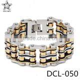 Wholesale Jewellery Bracelet 24mm Double Strand Gold Chunky Stainless Stee Bike Motorcycle Chain Bracelet Men