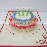 Happy birthday three candles cake pop up card