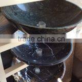 China black marquina polished round stone wash basin