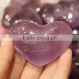 Natural Carved Amethyst Heart Shape Quartz Crystal Stone Hearts for Gift thumbnail-2