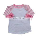 Wholesale 2016 Boutique Baby t Shirt Toddler Girls Striped Sleeve Raglan Shirt 3/4 Ruffle Sleeve Shirt thumbnail-1
