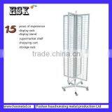 4 Sided Metal Mesh Hang Hooks Rotating Display Rack HSX-194