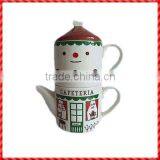Lovely Snowman Painted Enamel Tea Kettle for Sale thumbnail-1