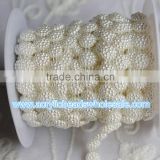 Ivory Beige Color ABS RoundPearl Beads Chain Trim Bridal Beads String Rhinestone Applique For Wedding Party Clothing Decorative