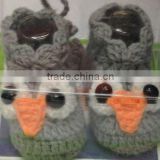 2015 new season 100% cotton handmade cute crochet booties baby newbrown shoe wholesale 3D socks