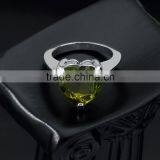 Fashion Wedding Silver Jewelry 18k White Gold Plated Heart Shaped Green cz Gemstone Ring for Women Girls Men thumbnail-4