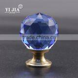 Light Blue Old Fashion Brass Metal Cabinet Handles Kitchen Glass Knobs