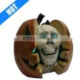 11inch Lighted Skull Hand Painted Resin Halloween Decoration Pumpkin thumbnail-1