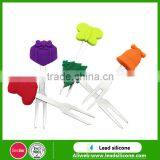 Food Grade Custom Stainless Steel Silicone Fruit Forks,Lovely Silicone Fruit Fork Set thumbnail-1