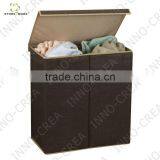 Collapsible Laundry Hamper -Double Hamper Laundry Sorter With Magnetic Lid Closure, Coffee Linen thumbnail-3