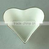 Wholesale Stock White Heart Shape Ceramic Serving Dish With Silver Line in Good Quality and Reasonable Price thumbnail-2