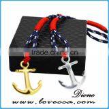 New Design Silver/gold Anchor Various Rope Nylon Anchor Bracelet thumbnail-2