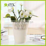 Wholsale Round Plastic Desktop Flower Pot/mini Storage Bucket Lace Hollow Style thumbnail-4