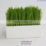 Artificial Grass in White Ceramic Pot thumbnail-1