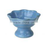 4.3" Blue Color Ceramic Flower Shape Bowl for Ice Cream thumbnail-1