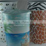 Household Matte Black Metal Round Bin thumbnail-6