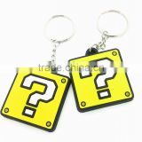 Factory supply square shape custome silicone rubber keychains