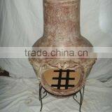 Clay Chimeneas Fire Pit With BBQ Grill and Metal Stand thumbnail-4