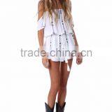 Latest Design Embroidery Romper off Shoulder Trendy Lady Romper thumbnail-2