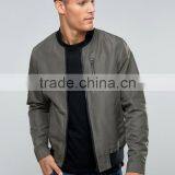 2017 High Quality New Design Durable 100% Polyester Smooth Woven Grey Rib Cuffs Running Casual Men Motorcycle Jacket thumbnail-1