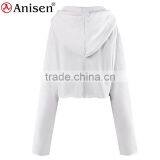 Oem Service Custom 100% Cotton Fleece Women Short Hoodies thumbnail-4