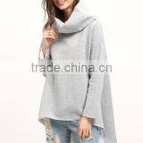 Women's Grey Cowl Neck Long Sleeve Loose Sweatshirt thumbnail-2