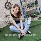 Simple Pants Hole Torn Female Jeans Women's Cool Denim Pants Straight Jeans for Girl Destroyed Casual Pants thumbnail-3