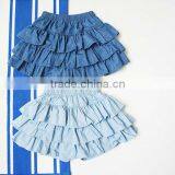 Denim Clolr 3 Layers Ruffle Shorts Stylish Kids Clothes Girls Shorts Wholesale thumbnail-1
