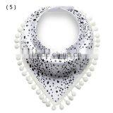 S17223A Soft Organic Cotton Baby Bandana Drool Bibs With Pom-Pom thumbnail-6
