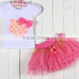S80005T, Baby's Girls Kids Children's Suits,Girls Clothing Sets Lovely Big Flower T-shirt + Tutu Skirt 3D Bow Skirt thumbnail-4