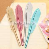 0.5mm Black Pen Feather Shape Ballpoint Pen Plastice Office Stationery Pen thumbnail-2