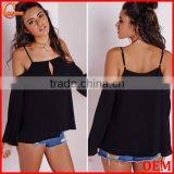 Latest Design Open Shoulders Thin Straps Woman Blouse