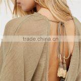 Ropa Mujer Casual Raw Trim Low Scoop Back Beach Rompers Jumpsuits thumbnail-3