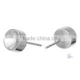 Stainless Steel Ear Studs Earring Findings Round Silver Tone 14.0mm x 6.0mm thumbnail-3